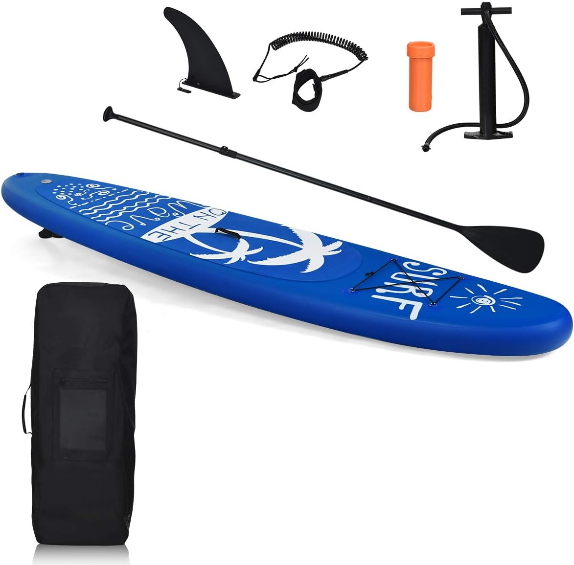 GYMAX Paddle Board, Inflatable Stand Up Paddle Board with SUP Accessories, Removable Fin, Paddle, Pump, Leash & Carry Bag, Blow Up Paddle Boards Standing Boat