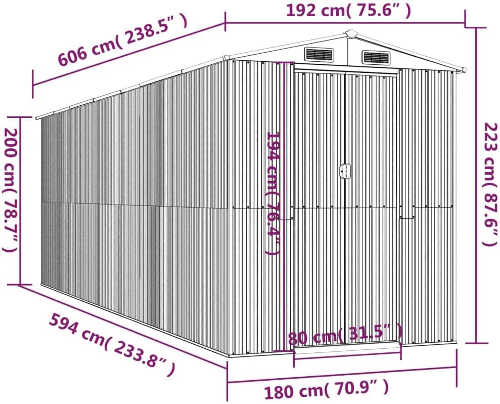vidaXL Spacious Garden Shed - Light Brown, Galvanized Steel - Great for Outdoor Tools, Pool Essentials, and Gardening Equipment Storage