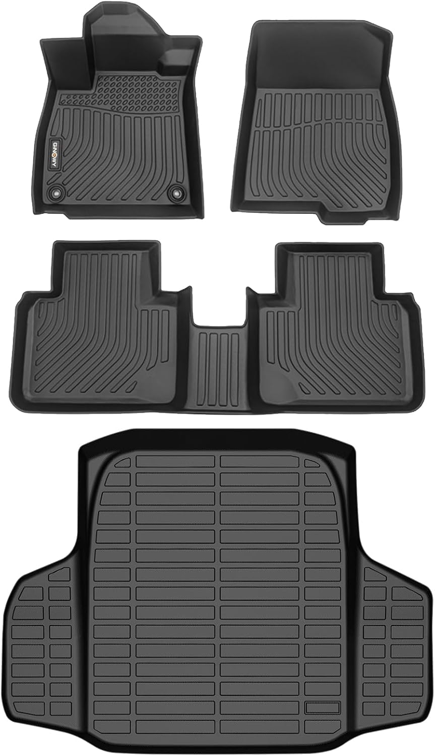 GINOWY-Floor Mats & Cargo Liner for 2018-2022 Honda Accord (for Gas & Sport Version, Not for Hybrid), All Weather Car Floor Mat Custom Fit for Honda Accord Accessories Cargo Trunk Mat Floor Liners