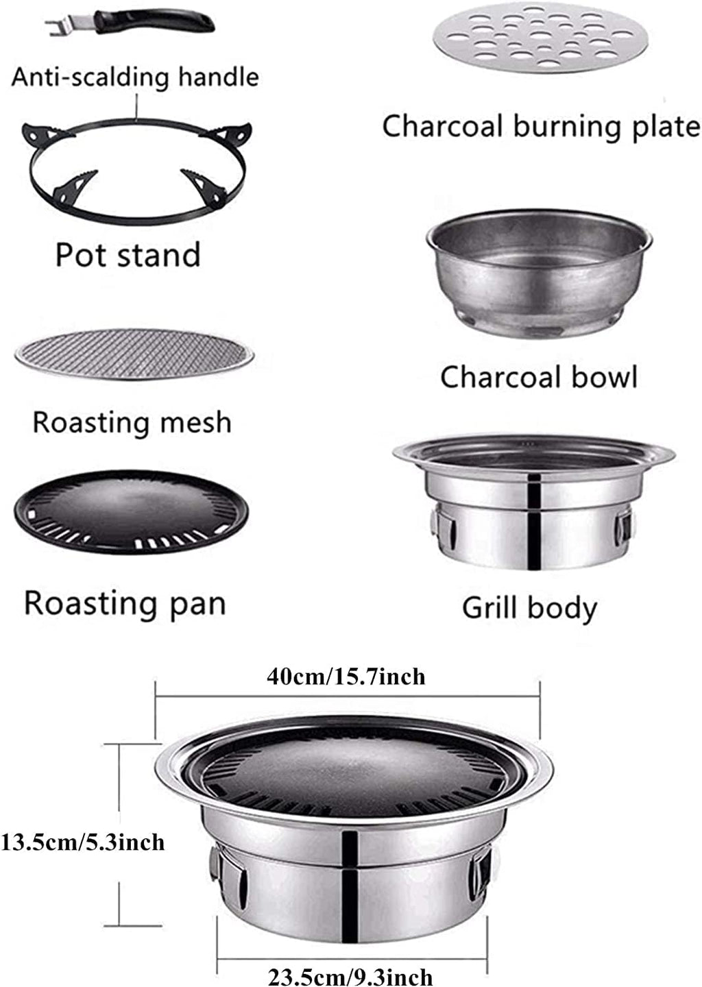 Safety Certification Multifunctional Charcoal Barbecue Grill Hot Pot Barbeque Grill Tabletop Korean BBQ Grill Household Smoker Grill for Outdoor/Indoor