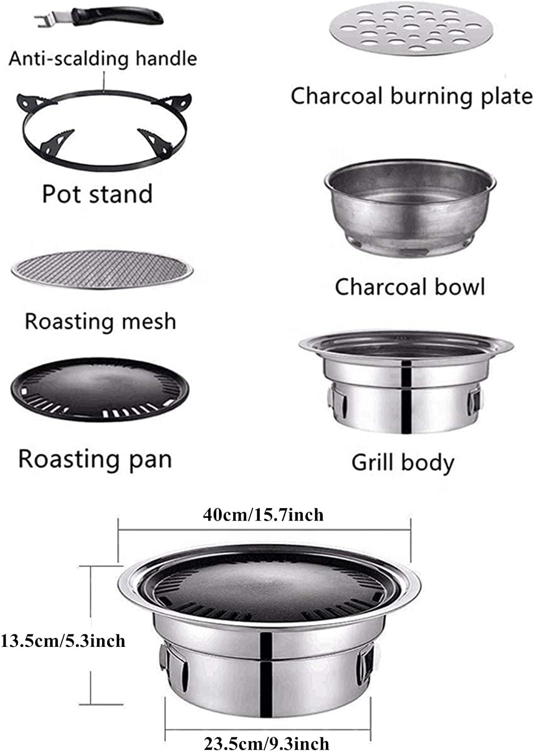 Safety Certification Multifunctional Charcoal Barbecue Grill Hot Pot Barbeque Grill Tabletop Korean BBQ Grill Household Smoker Grill for Outdoor/Indoor