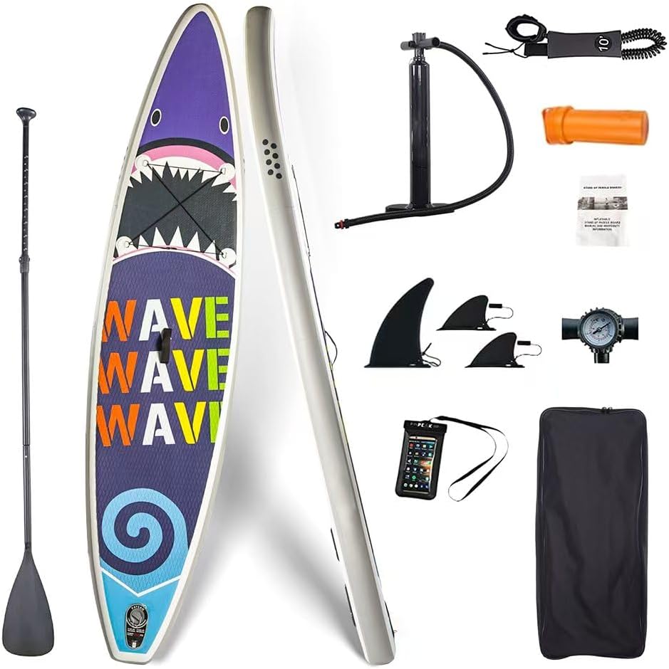 Inflatable Paddle Board,Extra Wide 10.6'/11' Stand Up Paddle Board with Sup Accessories,400lbs Capacity for Family with Safety Leash, All Skill Levels Sup for Yoga,Fishing,Surfing