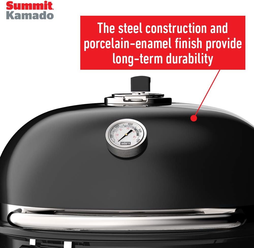 Weber Summit® Kamado S6 Charcoal Grilling Center, Black – Dual‑Walled Insulated Steel Kamado with 24' Cooking Area, Porcelain‑Enameled Kettle & One‑Touch Cleaning System