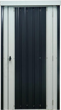 Hanover Galvanized Steel Single Door Patio Storage Shed for Garden Tools with Twist Lock and Key Security, 2 Tool Hooks (3'x3'x6') Dark Gray, White Rust Resistant Outdoor Storage for Yard Supplies