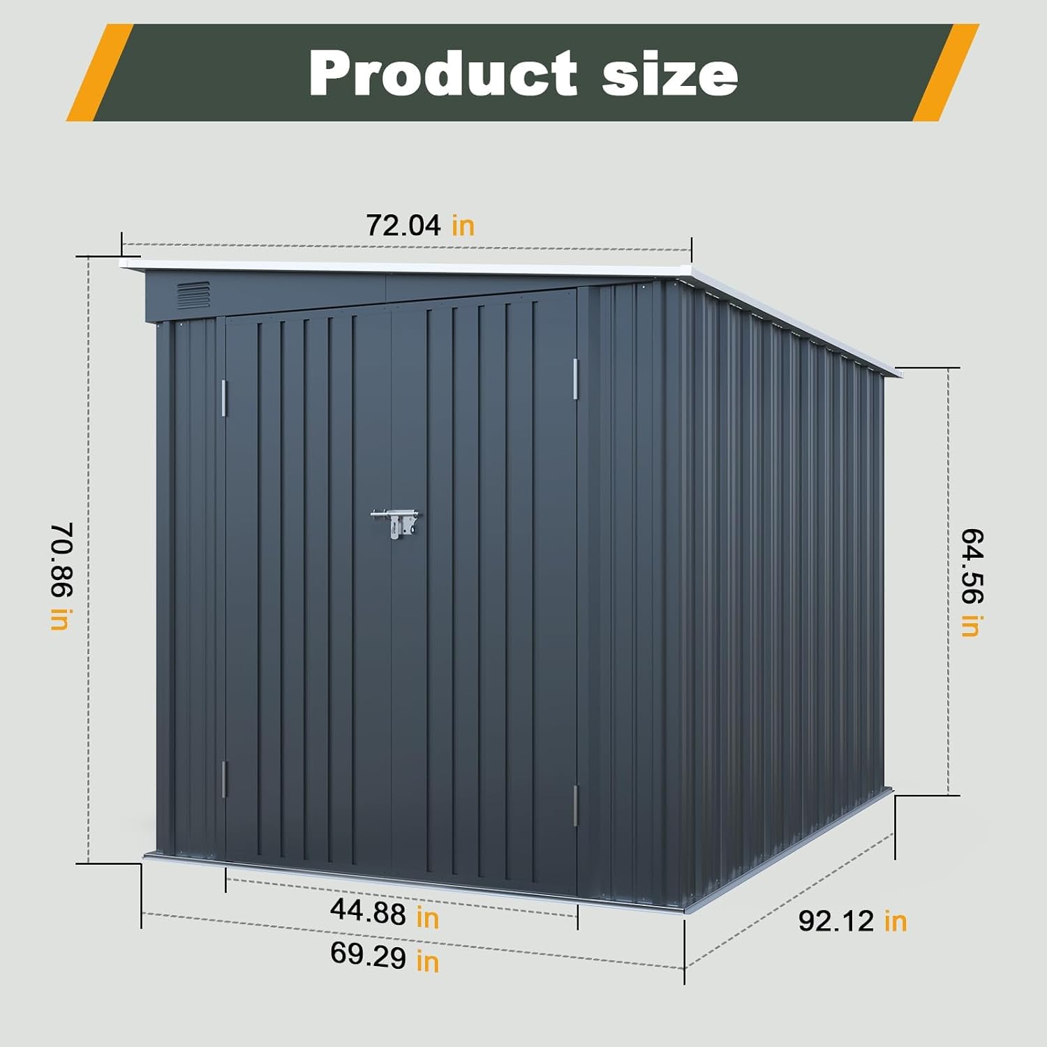 6x8 FT Metal Storage Shed with Skylight, Metal Lean to Garden Shed with Lockable Double Doors for Garden Tools, Lawn Mower, Motorcycle, Outside Storage Shed Waterproof for Backyard, Patio