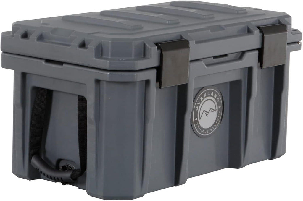 Overland Vehicle Systems 40100001 Dark Gray 53 QT Dry Box Storage with Drain, and Bottle Opener | Waterproof Seal | Heavy-Duty Latches and Nylon Handles | Keeps Gear Safe, Dry and Organized