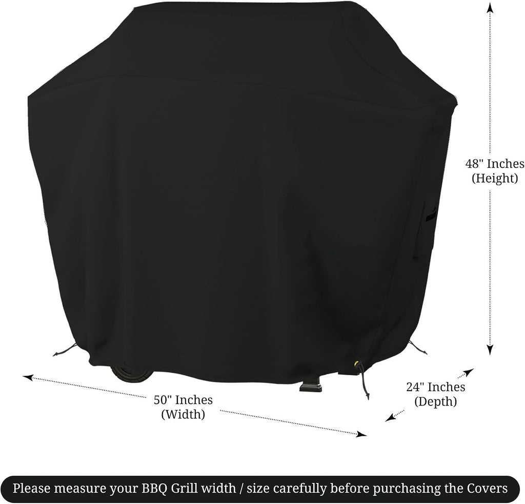 Covers & all BBQ Grill Cover, 12 Oz Waterproof UV & Weather Resistant, Outdoor Cover with Air Vents & Drawstrings (50' Inch, Black)