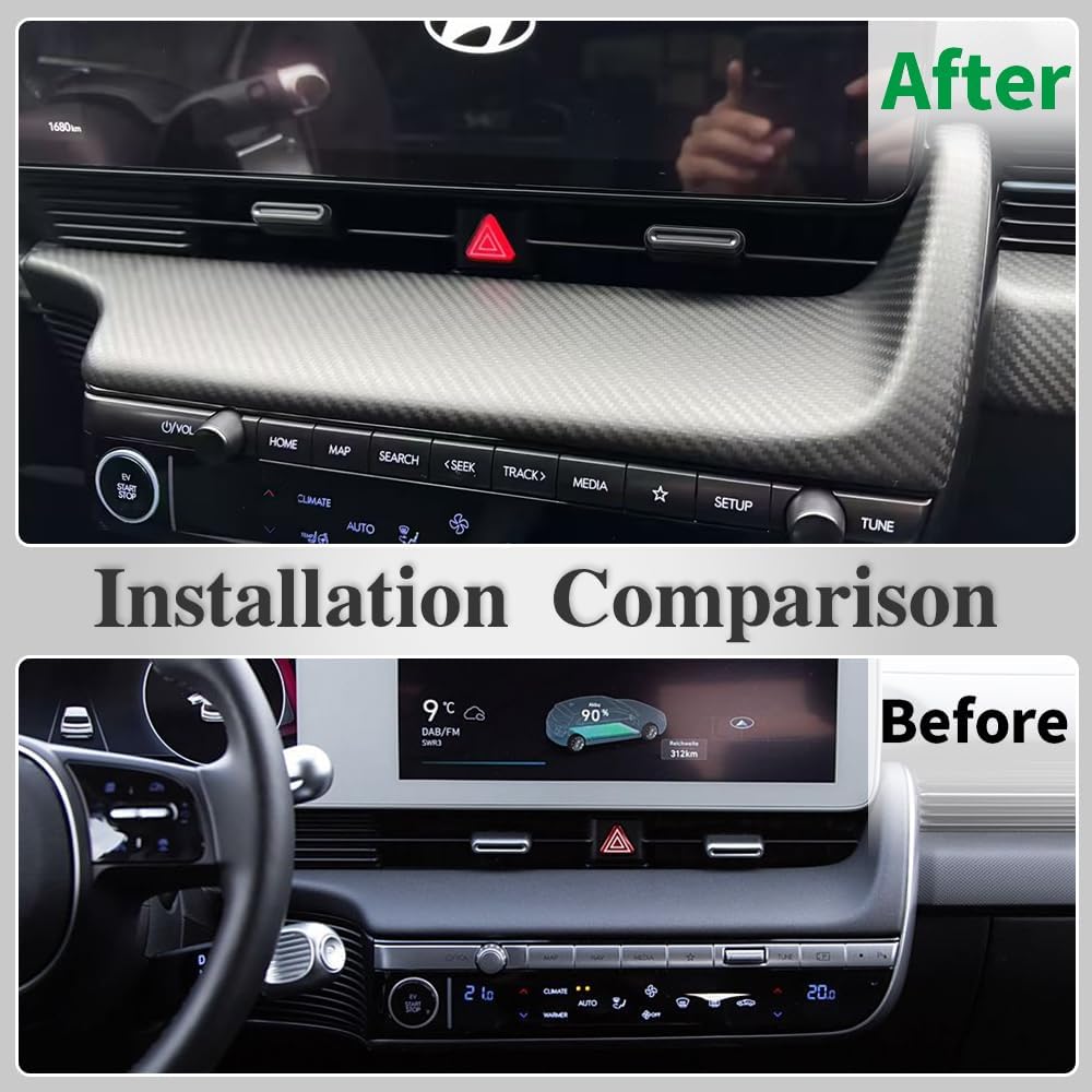 Genuine Carbon Fiber Center Consoles Dashboard Trin for Hyundai Ioniq 5 N Line N NE Limited XRT SEL Long Range 2022 2023 2024 2025 (Matte Carbon)
