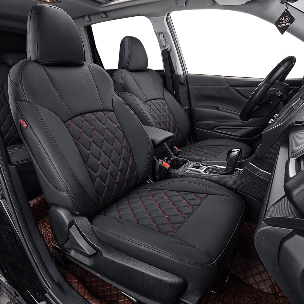 coverdream Custom Seat Covers Compatible with Select Hyundai Santa Fe 2019 2020 2021 2022 2023-5 Seats Models - Leatherette (Red/Black,Full Set)