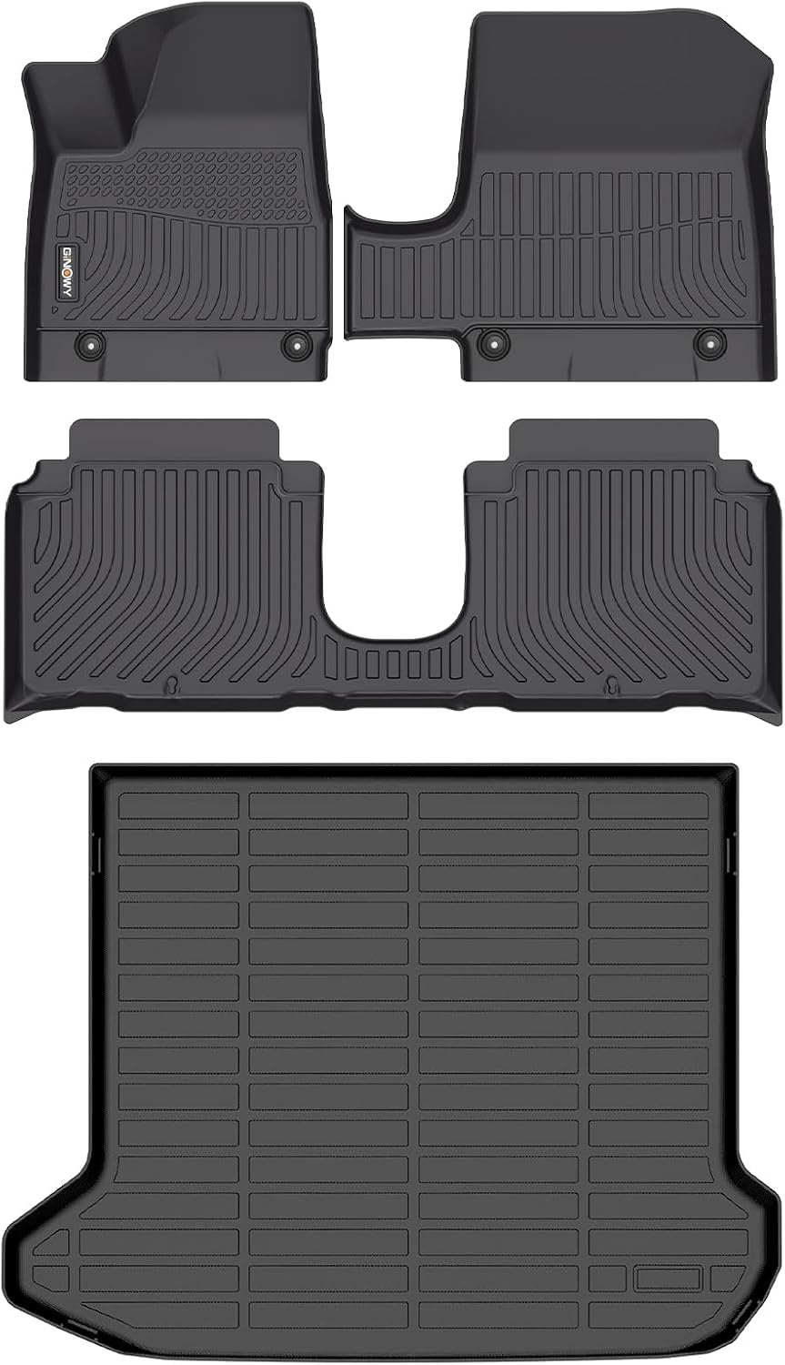 GINOWY-Floor Mats & Cargo Liner for Hyundai Ioniq 5 2025 2026 (with Movable Center Console), All Weather Car Floor Mat Custom Fit for 2025 Hyundai Ioniq 5 Accessories Rubber Mats Cargo Trunk Mat