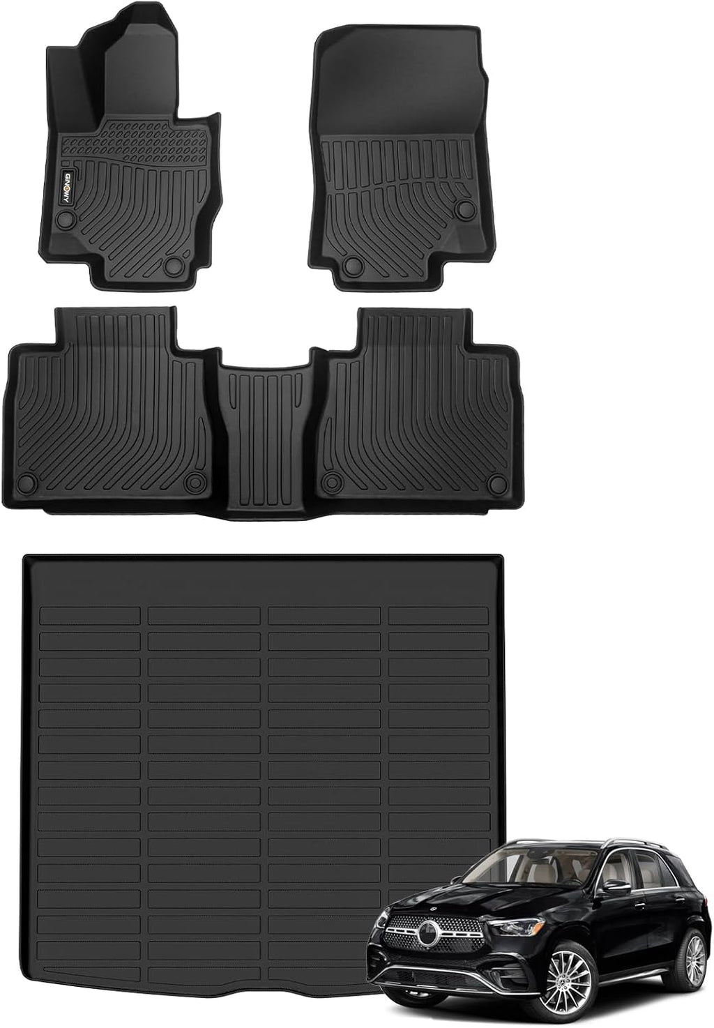 GINOWY-Floor Mats & Cargo Liner for 2020-2026 Mercedes Benz GLE 350/450 (No for Coupe/AMG), TPE All Weather Car Mats for Mercedes GLE Accessories, Heavy Duty Floor Liners