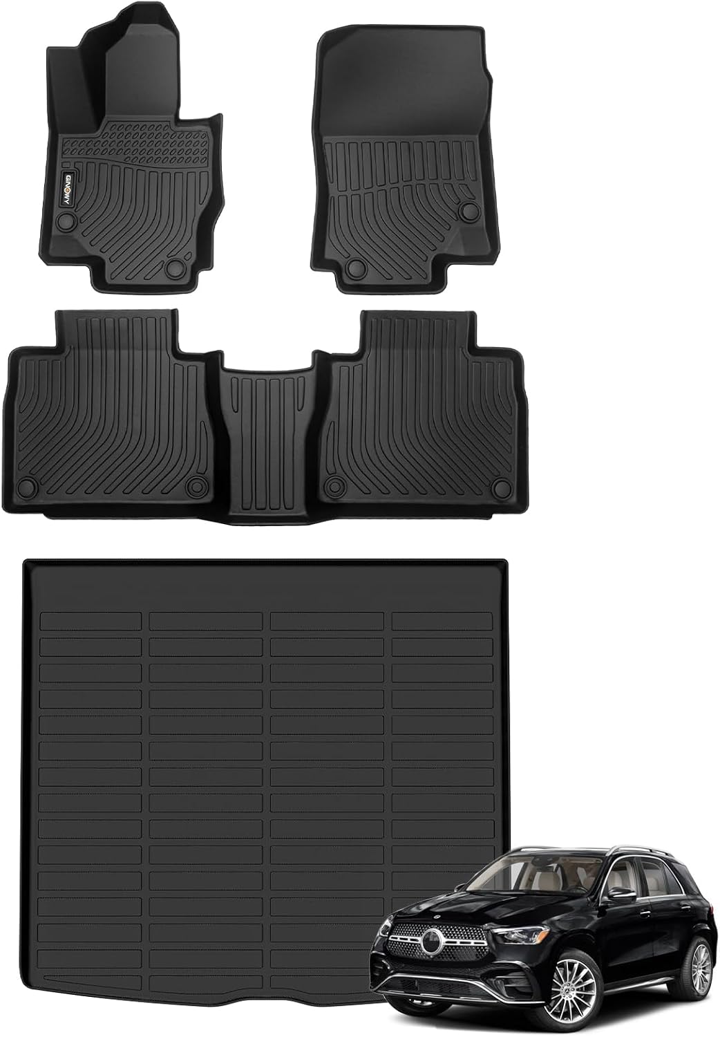 GINOWY-Floor Mats & Cargo Liner for 2020-2026 Mercedes Benz GLE 350/450 (No for Coupe/AMG), TPE All Weather Car Mats for Mercedes GLE Accessories, Heavy Duty Floor Liners