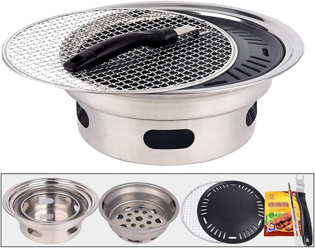 BBQ Barbeque Grills for,Charcoal Grill,BBQ,Indoor and Outdoor Korean Barbecue Grill,Suitable for 5-10 People,34cm (Color : B)