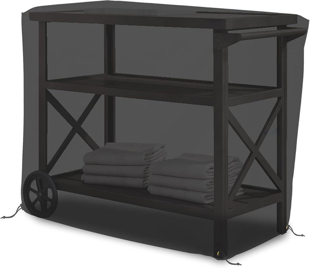 Covers & All Bar Cart Cover 18 Oz Waterproof 100% Weather Resistant cart Cover with Air Pockets & Drawstring for Sung Fit (34' H x 50' W x 30' D, Black)