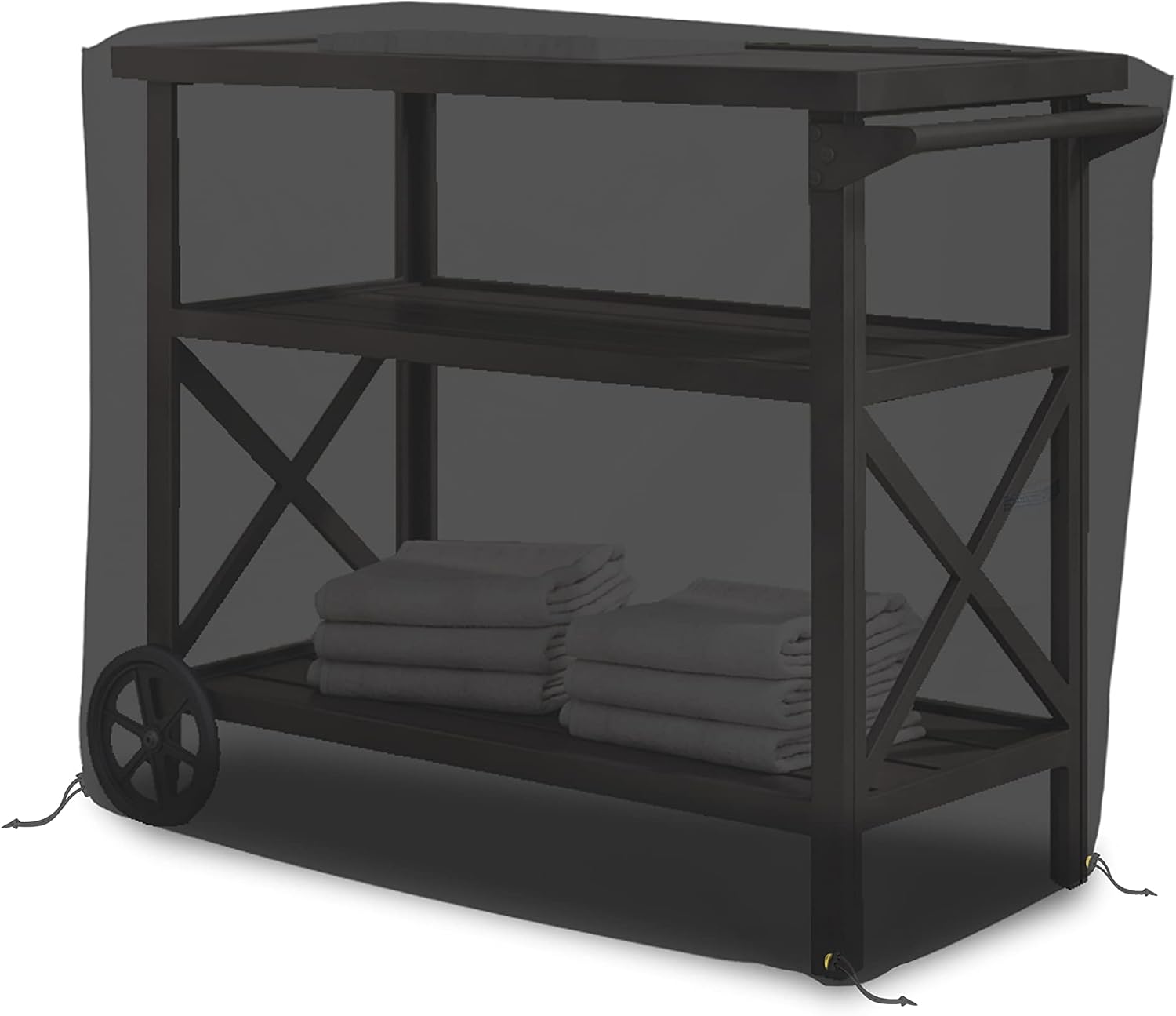 Bar Cart Cover 18 Oz Waterproof 100% Weather Resistant cart Cover with Air Pockets & Drawstring for Sung Fit (36'(H) x 40'(W) x 18'(D), Black)