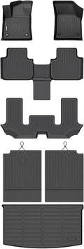 GINOWY-Floor Mats & Cargo Liner Set for 2018-2026 Volkswagen VW Atlas, 6 Passenger, TPE All Weather Car Mats Floor Liners for VW Atlas 6 Seater Waterproof Cargo Trunk Mat Accessories Mats