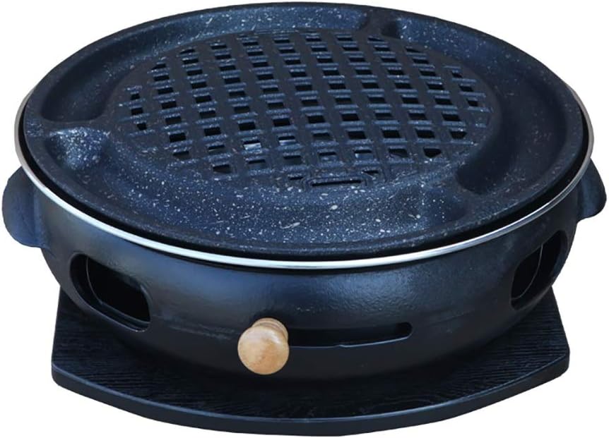 BBQ Barbeque Barbecue Grill,Large Cast Iron Barbecue Meat Stove,Korean Smoke-Free Household Charcoal Grill,Indoor Outdoor,15 Styles (Color : E)