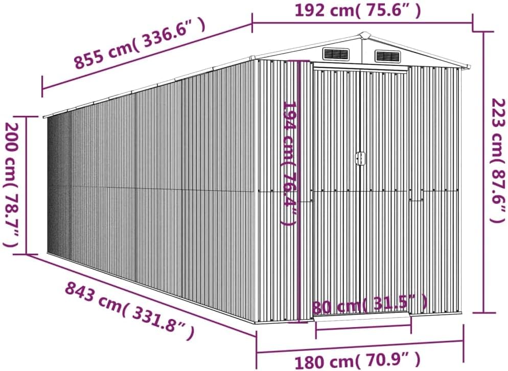 vidaXL Garden Shed in Light Brown - Galvanized Steel Outdoor Storage for Tools, Garden Equipment - Weather with Easy Assembly and Ventilated Design