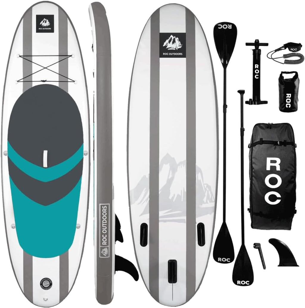 Roc Inflatable Stand Up Paddle Board with Premium SUP Paddle Board Accessories, Wide Stable Design, Non-Slip Comfort Deck for Youth & Adults