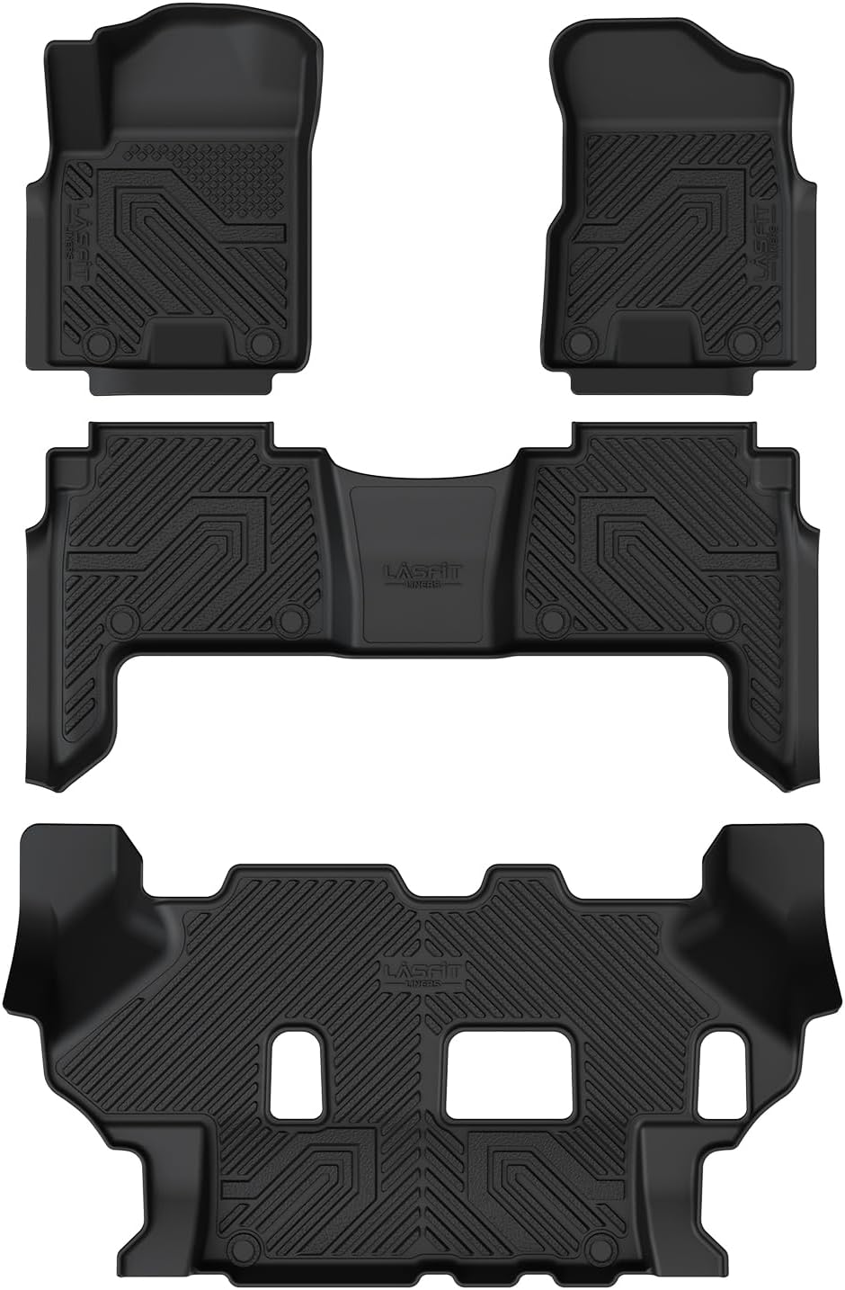 LASFIT Floor Mats for Nissan Armada/Infiniti QX80 2024 2023 2022 2021 2020 2019 (Only Fits for 8 Seats, Bench Seats), All Weather TPE Custom Fit Floor Liners for 2019-2024 Armada/QX80 Car Mats