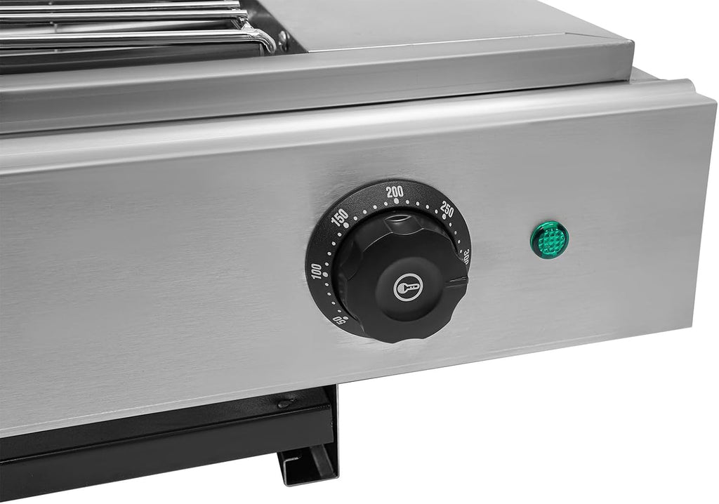 DYRABREST Electric Portable BBQ Grill 3000W Dual-Head Temperature Control Stainless Steel Griller with Large 31.6x20.5 Inch Cooking Surface, 110V Outdoor Grill for Steak, Chicken, Vegetables (Silver)