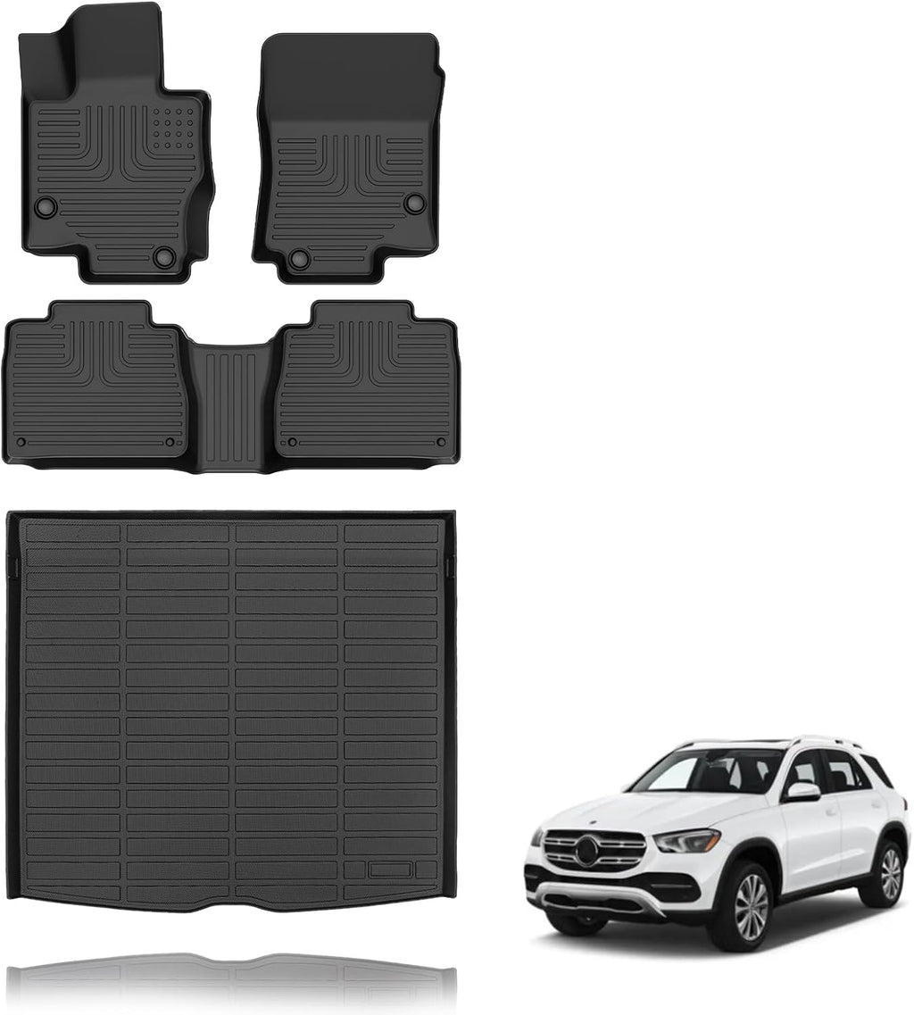 All Weather Car Floor Mats & Cargo Liner Set Fit for GLE 2020 2021 2022 2023 2024 2025 2026 Floor Liners Trunk Liner GLE Cargo Mat Accessories Black