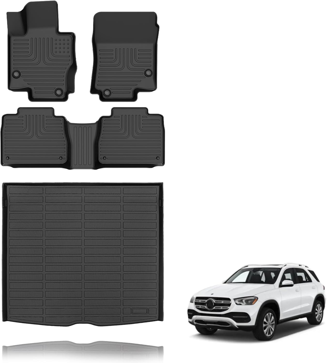All Weather Car Floor Mats & Cargo Liner Set Fit for GLE 2020 2021 2022 2023 2024 2025 2026 Floor Liners Trunk Liner GLE Cargo Mat Accessories Black