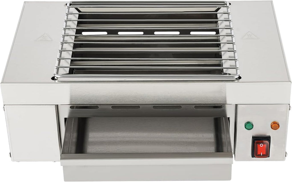 Electric Barbecue Grill, 110V 1500W Indoor Small Korean BBQ Grill with Barbecue Clip&Detachable Grill Mesh&Tray for Home and Commercial Use, Stainless Steel