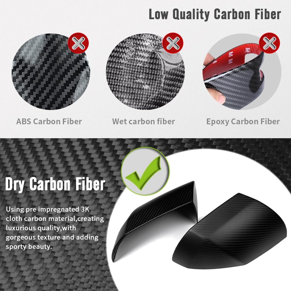Jogon Dry Carbon Fiber Rearview Mirror Cover Trim for Hyundai Ioniq 5 N SEL 2021 2022 2023 2024 2025 Side View Mirror Cap Shell (Matte Carbon)