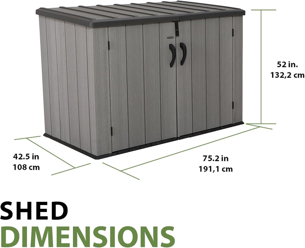 Lifetime Horizontal Outdoor Storage Shed, 75 Cu. Ft. Capacity
