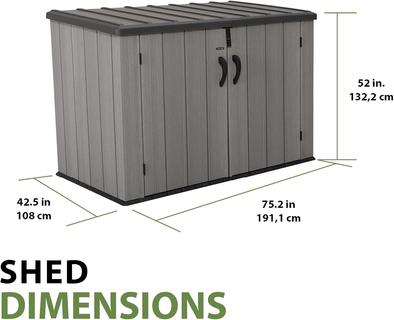 Lifetime Horizontal Outdoor Storage Shed, 75 Cu. Ft. Capacity