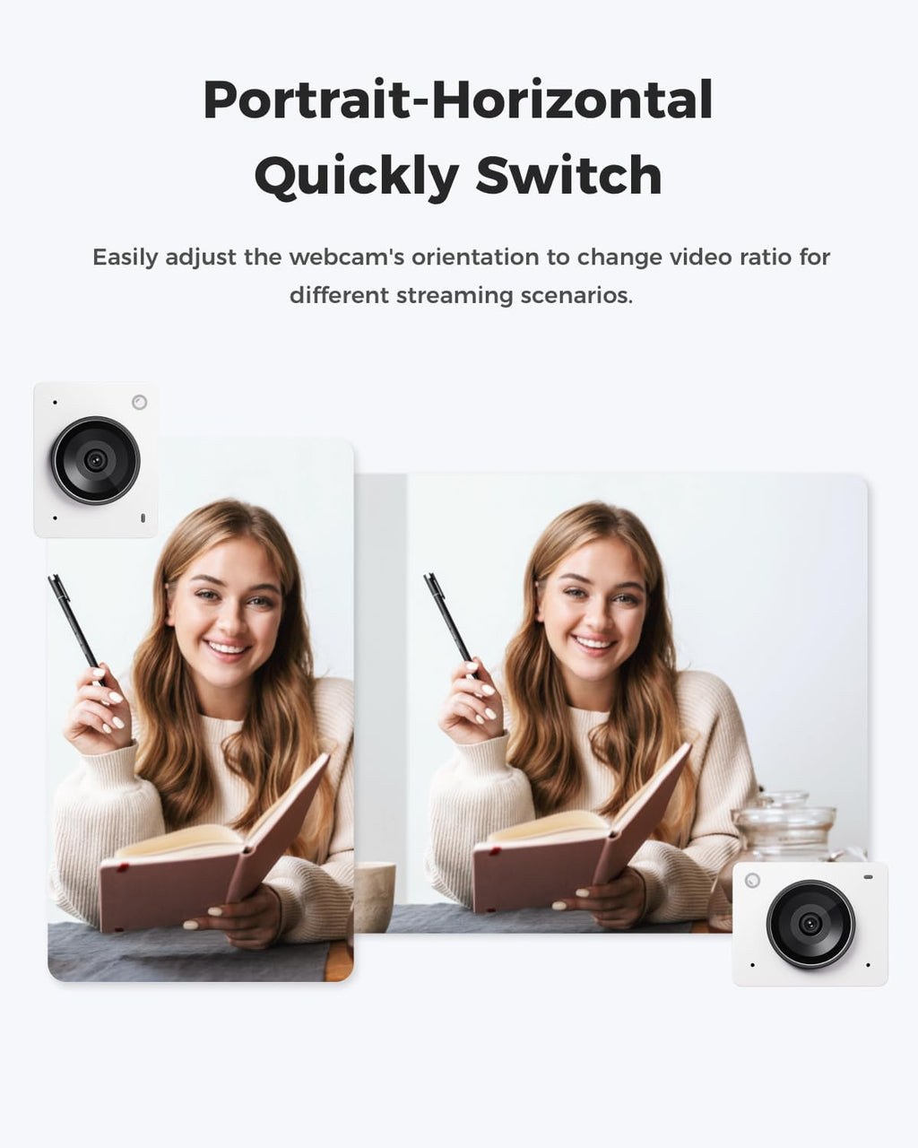 OBSBOT Meet 2-4K Webcam for PC with 1/2' Sensor, AI Framing & Autofocus, Beauty Mode, Lightweight, Gesture Control, HDR, Dual Microphone, 60 FPS, Web Cam for Streaming, Meeting, Gaming. (Cloud White)