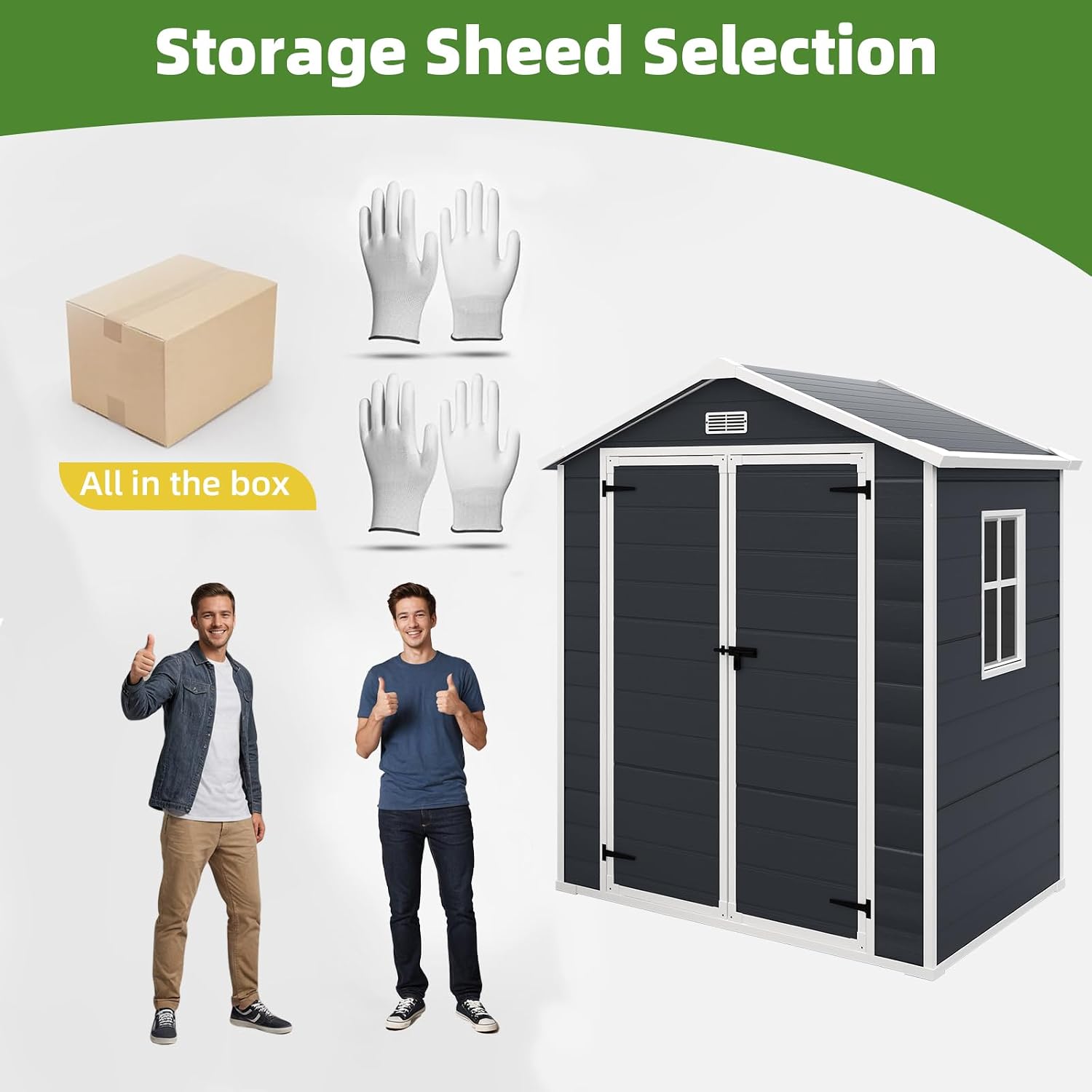 Outdoor Storage Shed 6 x 4.4 FT, Heavy-Duty Resin Tool Shed with Reinforced Floor, Lockable Door & Vent, Weather-Resistant Garden Shed for Lawn Equipment & Bikes (Dark Gray)