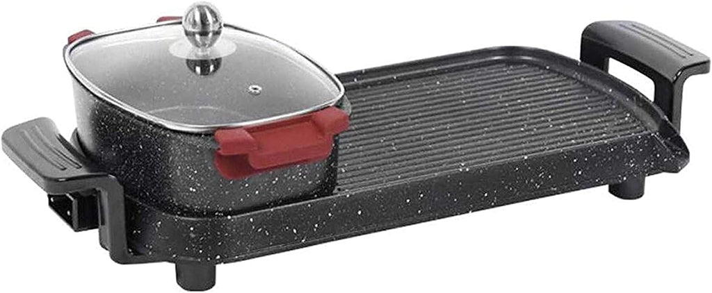 Korean BBQ Grill Large Teppanyaki Grill Electric BBQ Table Top Grill Cooking Plate with Adjustable Thermostat Control,Spatulas and Cool Touch Handles,Portable Nonstick Griddle