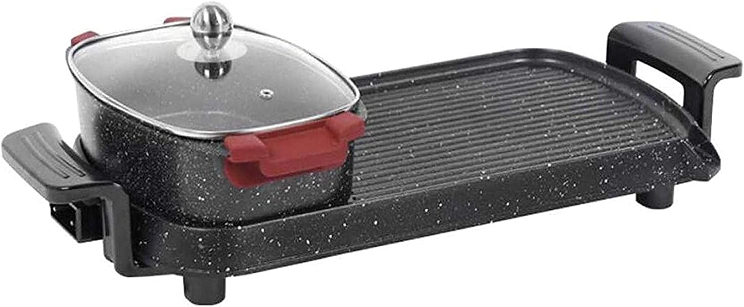 Korean BBQ Grill Large Teppanyaki Grill Electric BBQ Table Top Grill Cooking Plate with Adjustable Thermostat Control,Spatulas and Cool Touch Handles,Portable Nonstick Griddle