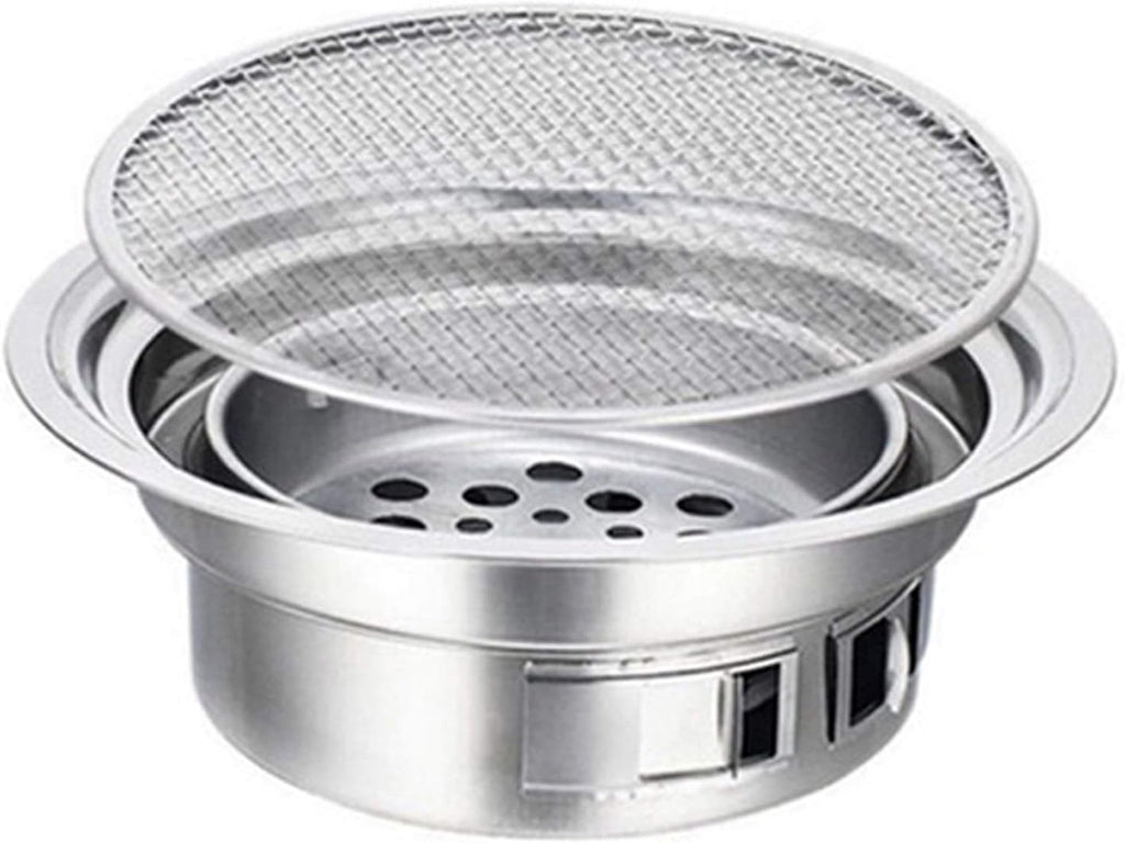 Charcoal BBQ Grill Round Stainless Steel Korean Charcoal Non-Stick s Portable Charcoal Grill for Outdoor Camping BBQ Charcoal Grill