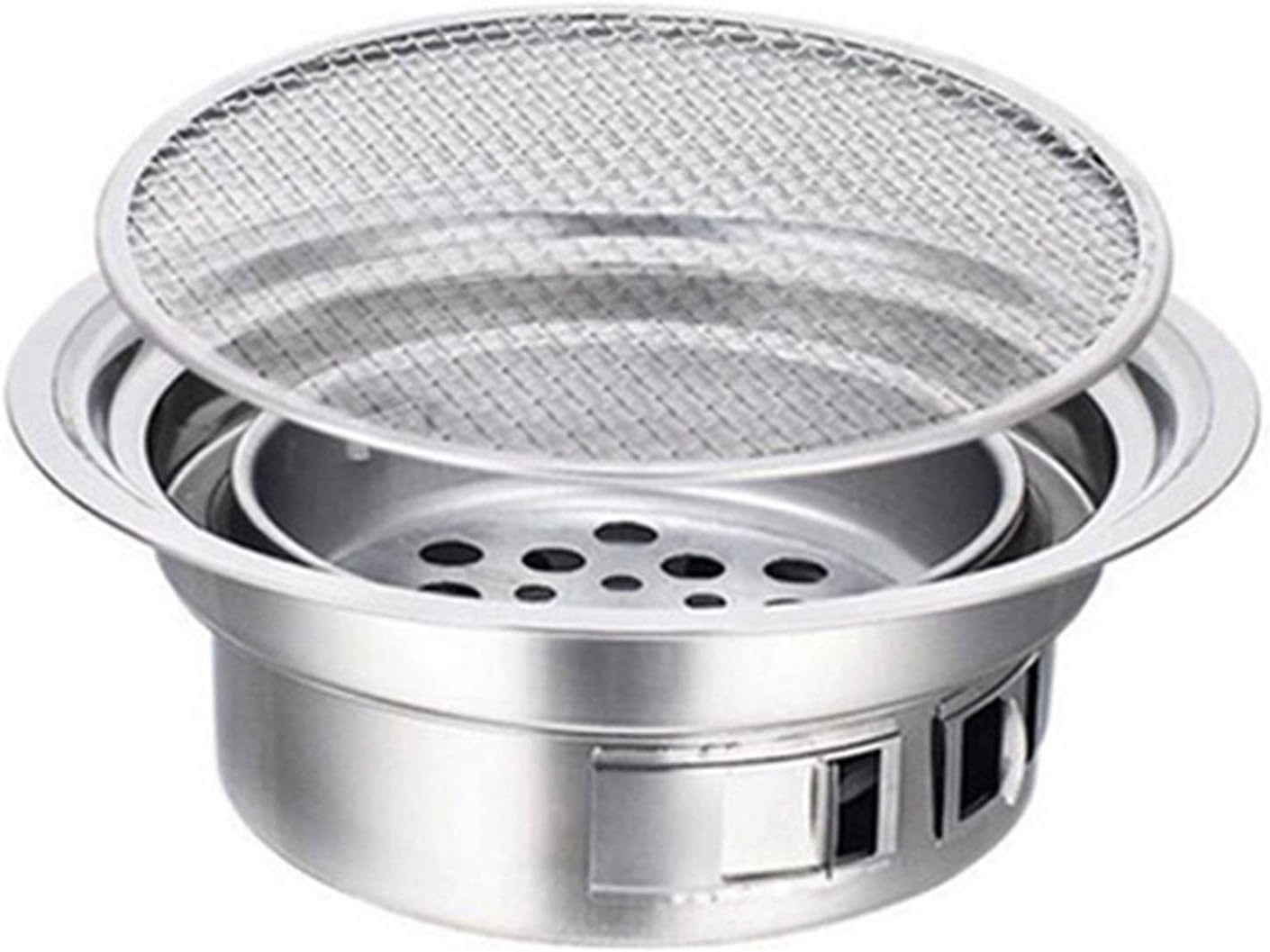 Charcoal BBQ Grill Round Stainless Steel Korean Charcoal Non-Stick s Portable Charcoal Grill for Outdoor Camping BBQ Charcoal Grill