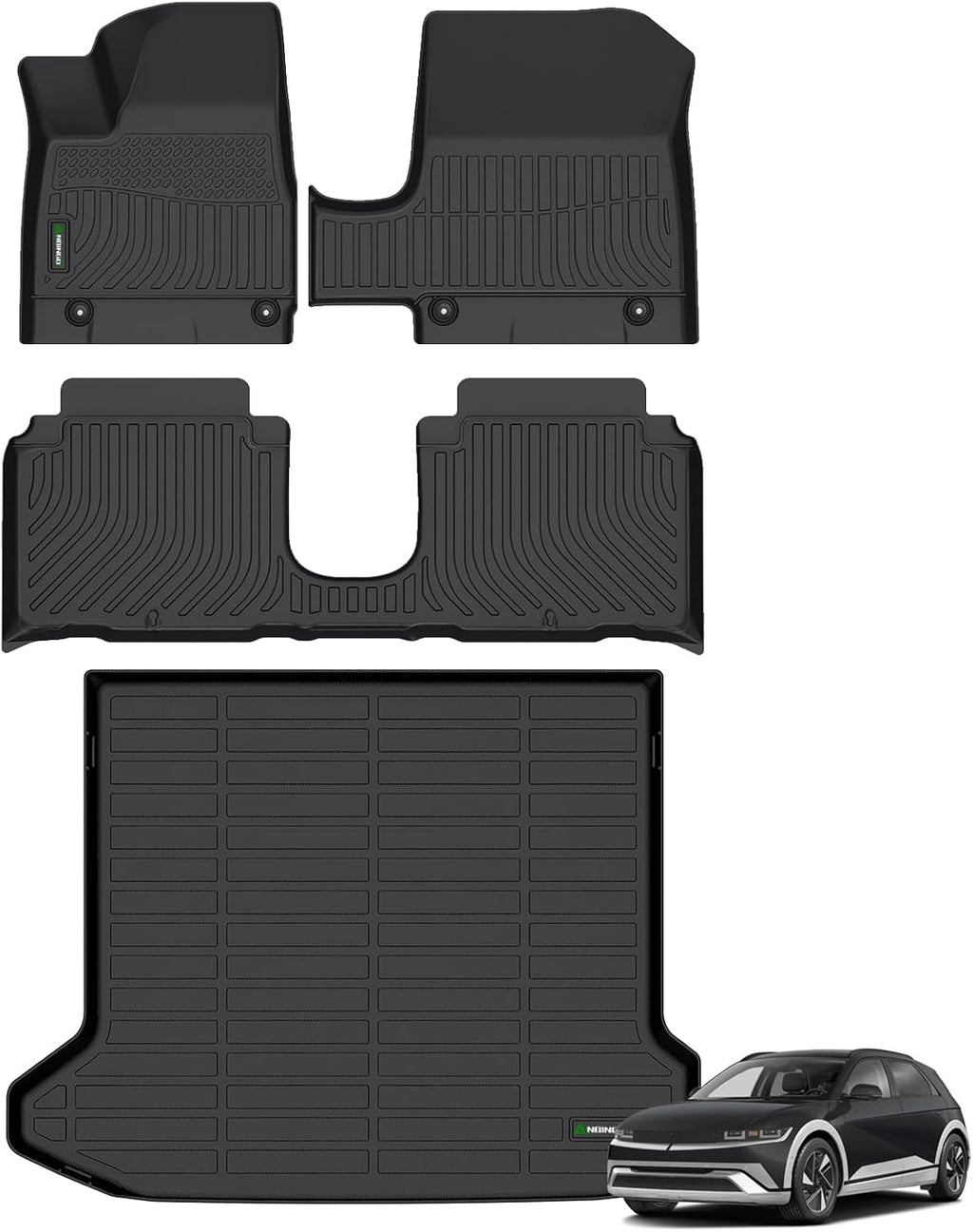ANBINGO® Floor Mats & Cargo Liner for 2025 2026 Hyundai ioniq 5 Sliding Center Console, All Weather TPE Car Mats, 1st & 2nd Rows Waterproof Non-Slip Floor Liner, ioniq 5 Accessories - Black