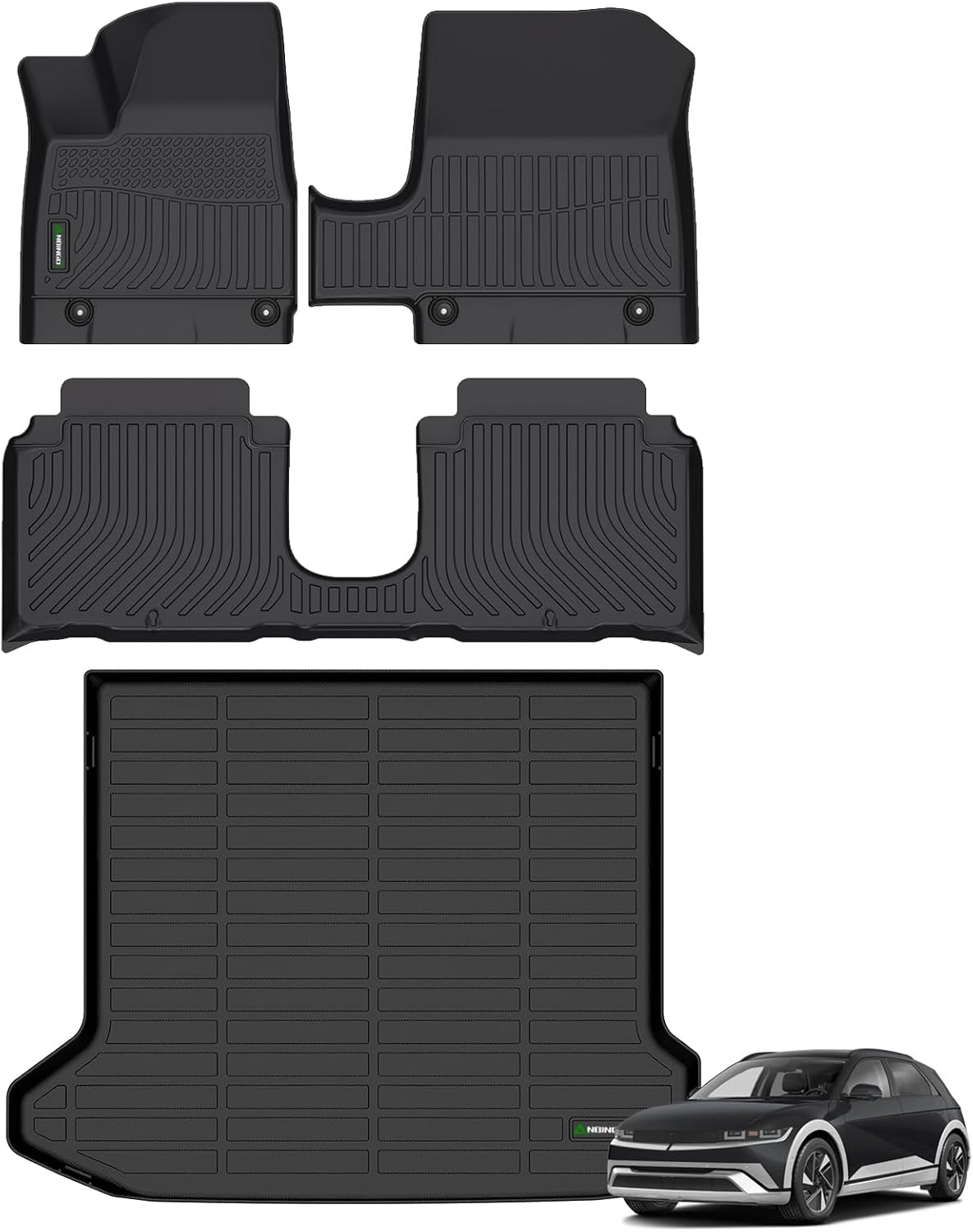 ANBINGO® Floor Mats & Cargo Liner for 2025 2026 Hyundai ioniq 5 Sliding Center Console, All Weather TPE Car Mats, 1st & 2nd Rows Waterproof Non-Slip Floor Liner, ioniq 5 Accessories - Black