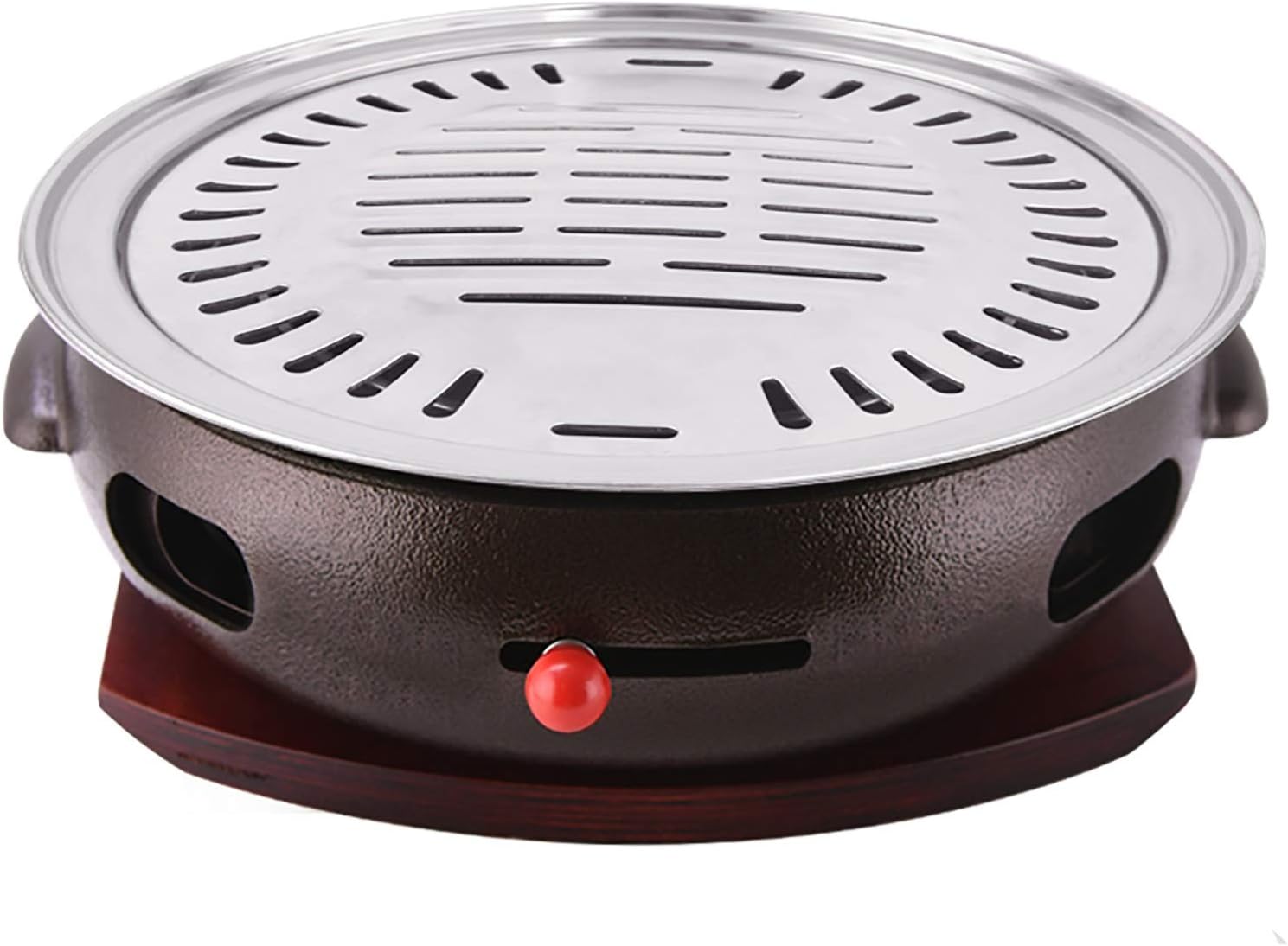 BBQ Barbeque Barbecue Grill, BBQ, Large Cast Iron Barbecue Meat Stove, Korean Household Charcoal Grill, Maifan Stone Baking Pan, Indoor Outdoor (Color : A)