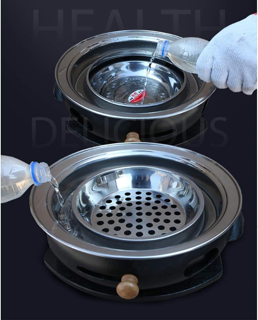 BBQ Barbeque Barbecue Grill,Large Cast Iron Barbecue Meat Stove,Korean Smoke-Free Household Charcoal Grill,Indoor Outdoor,15 Styles (Color : E)
