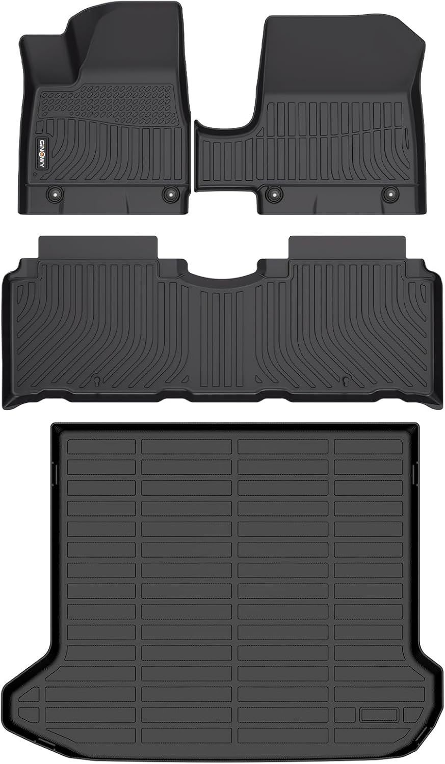 GINOWY-Floor Mats & Cargo Liner for Hyundai Ioniq 5 2025 2026 (with Unmovable Center Console), All Weather Car Floor Mat Custom Fit for 2025 Hyundai Ioniq 5 Accessories Rubber Mats Cargo Trunk Mat