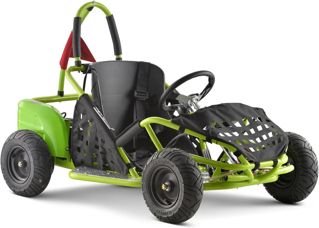 Electric Go Kart, 48V Powered Ride On Car, Steel Tubular Frame, Seat Belt, 13 inch All-Terrain Tires, Parental Speed Control, Max 20 Mph (Green)