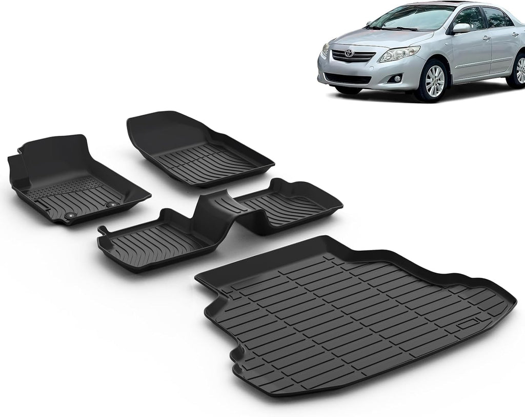 Floor Mats & Cargo Liner for 2003 2004 2005 2006 2007 2008 Toyota Corolla Sedan(Only for Without Heating Vents Under Front Seats) Car Mats Trunk Mat Corolla Floor Mats Accessories