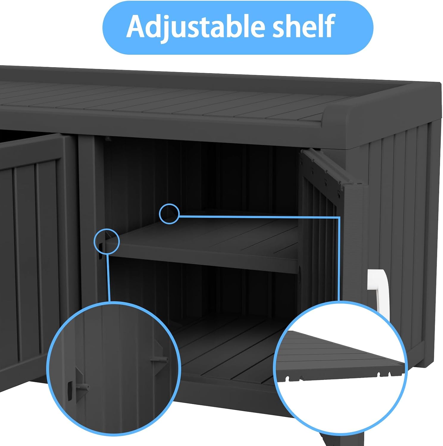 3 Doors Shoe Bench, Waterproof & UV-Resistant, Resin Shoe Cabinet Indoor & Outdoor Use, Entryway Bench with Adjustable Shelves & Hidden Storage Space for Bedroom, Hallway, Black