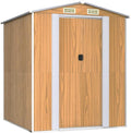 vidaXL Garden Shed - Light Brown Galvanized Steel Storage Solution / 75.6'x75.2'x87.8' / Ideal for Outdoor Tools, Garden Equipment & Pool Essentials