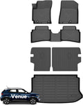 Wayhigh® Floor Mats & Seatback Cargo Liner Hyundai Venue 2020-2025 2026 (Only Fit The Upper Floor of The Trunk) (Velcro Tape Fixed Backseat), All Weather TPE Waterproof Floor Mats, Accessories