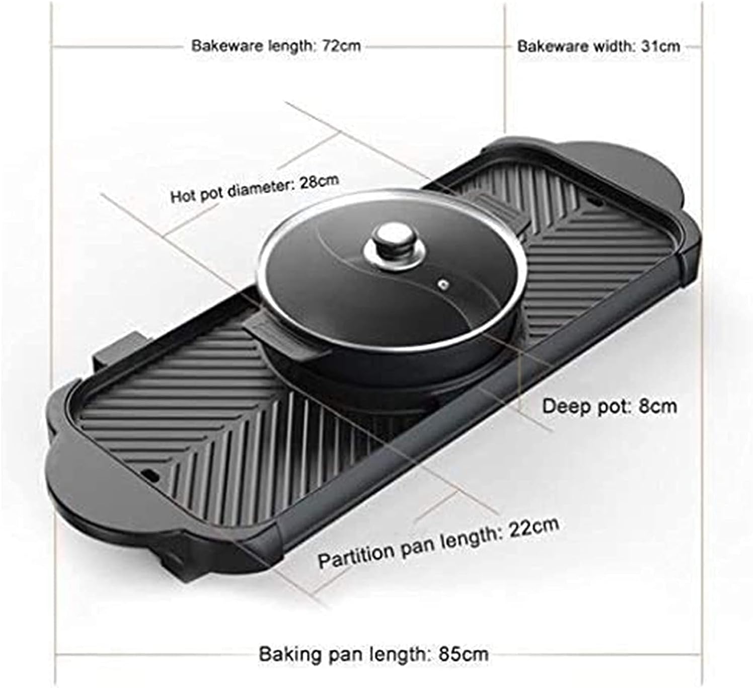 Indoor Korean Barbecue Grill Barbecue Hot Pot, Detachable Non-Stick Electric Baking Pan, Electric Oven, Induction Cooker, Rice Cooker Electric Barbecue,Portable Nonstick Griddle