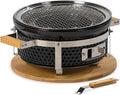 Ash & Ember 14' Hibachi Tabletop Grill & Griddle Set, Ceramic Charcoal Grill, Stainless Steel Cooking Grate, Non-Stick Maifan Griddle, Griddle Lifter, Adjustable Temp Control