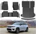 Mixsuper Floor Mat & Cargo Liner for Jeep Grand Cherokee 2022-2026(Include 4xe Not for L or WK),All Weather TPE Floor mat with Backrest and Door Sill Guards Grand Cherokee Accessories,Anti-Slip Black